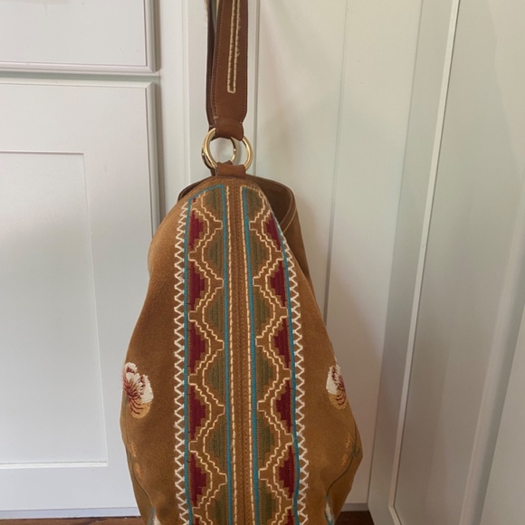 Johnny Was Floral Embroidered Suede Hobo HandBag *EUC - Picture 5 of 9